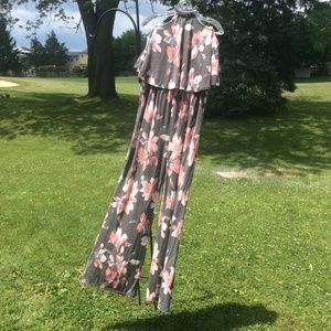 NWT Sweet Lovely by Jen grey flowered jumpsuit